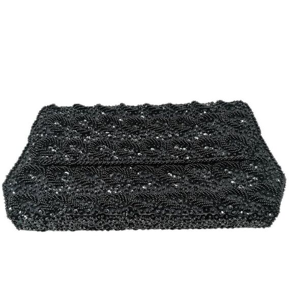 Beautiful Vintage Black Beaded/Sequin La Regale Clutch | Handmade in Hong Kong | - Picture 1 of 3